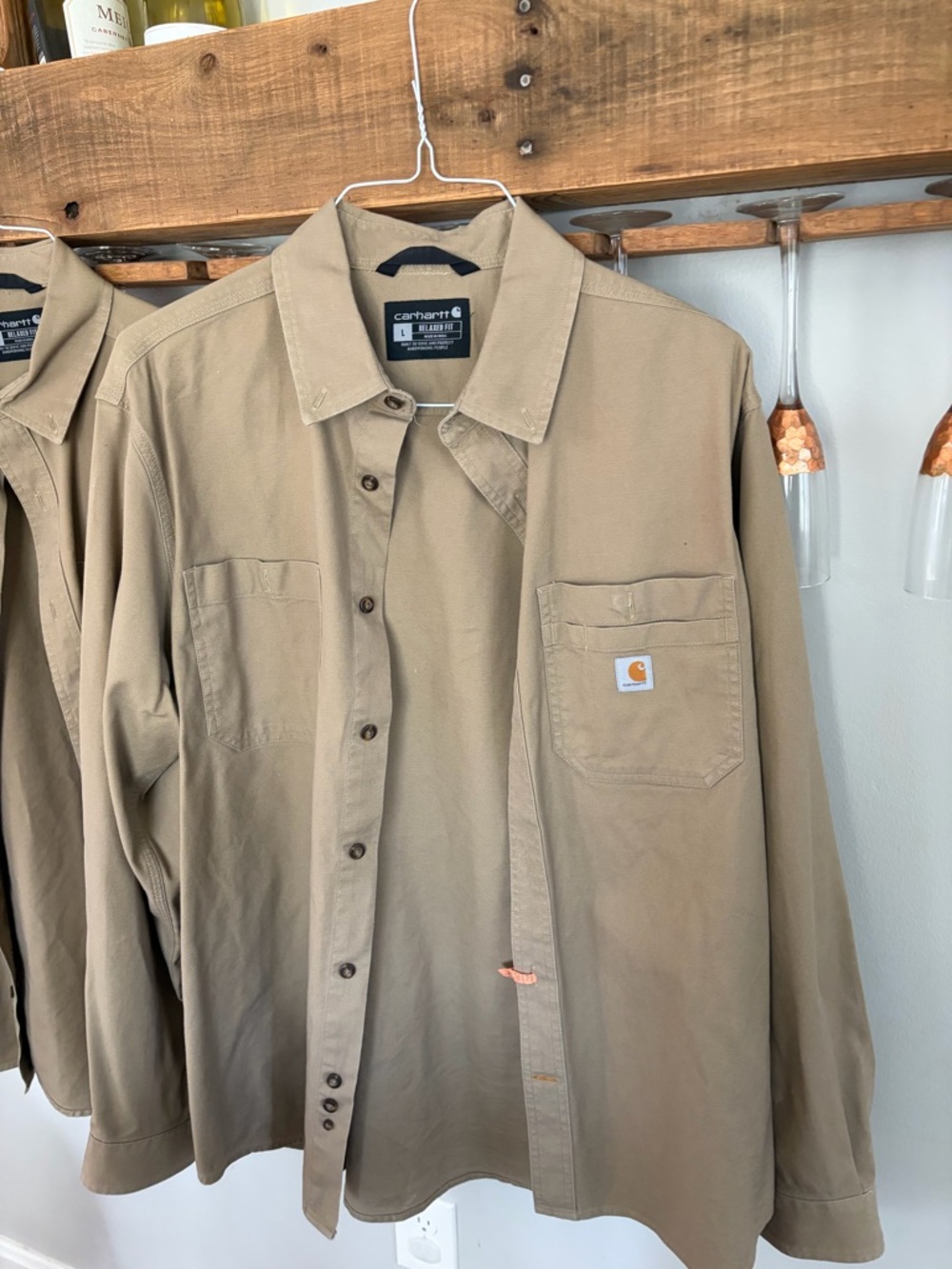 Carhartt Men’s Tan Canvas Work Shirt - Button Front